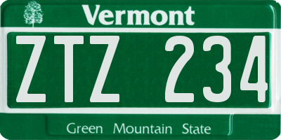 VT license plate ZTZ234
