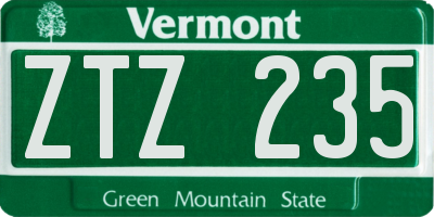 VT license plate ZTZ235
