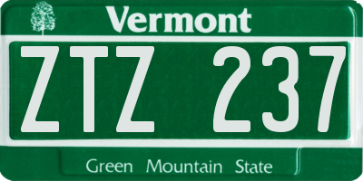 VT license plate ZTZ237