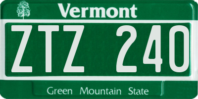 VT license plate ZTZ240