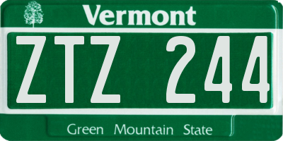 VT license plate ZTZ244