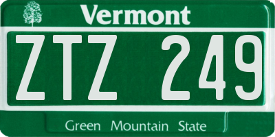VT license plate ZTZ249