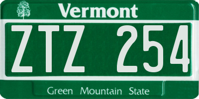 VT license plate ZTZ254