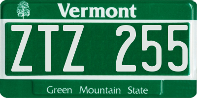 VT license plate ZTZ255