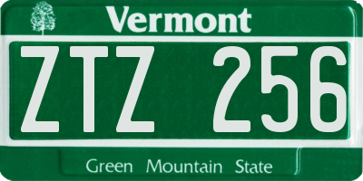VT license plate ZTZ256