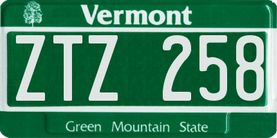 VT license plate ZTZ258