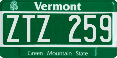 VT license plate ZTZ259
