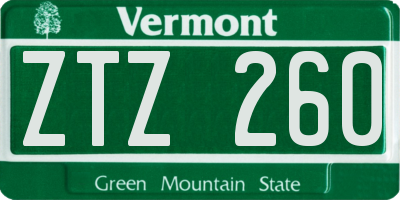 VT license plate ZTZ260