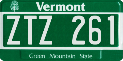 VT license plate ZTZ261