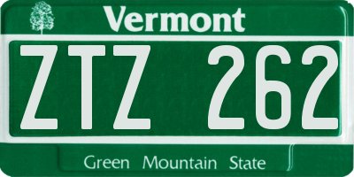 VT license plate ZTZ262