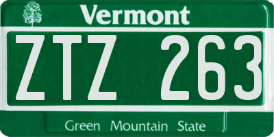 VT license plate ZTZ263