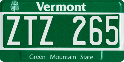 VT license plate ZTZ265