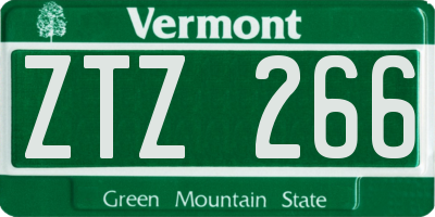 VT license plate ZTZ266