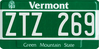 VT license plate ZTZ269