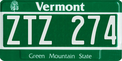 VT license plate ZTZ274