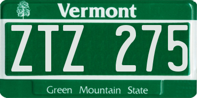 VT license plate ZTZ275