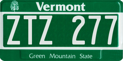 VT license plate ZTZ277