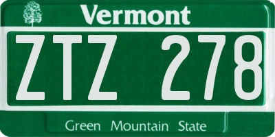 VT license plate ZTZ278