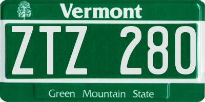 VT license plate ZTZ280