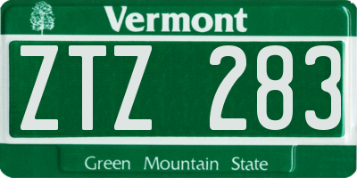 VT license plate ZTZ283