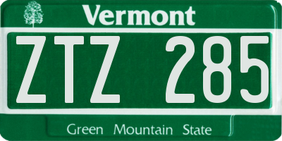 VT license plate ZTZ285