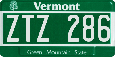 VT license plate ZTZ286