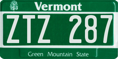 VT license plate ZTZ287