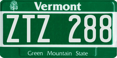VT license plate ZTZ288