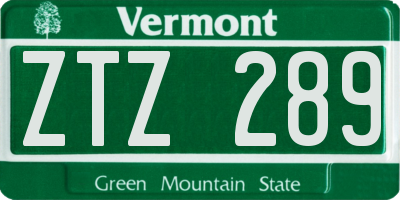 VT license plate ZTZ289