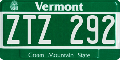 VT license plate ZTZ292