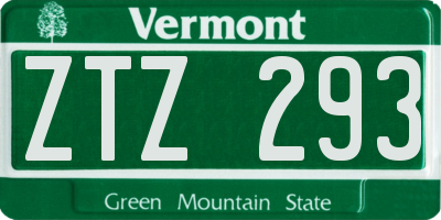 VT license plate ZTZ293