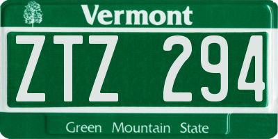 VT license plate ZTZ294