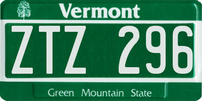 VT license plate ZTZ296