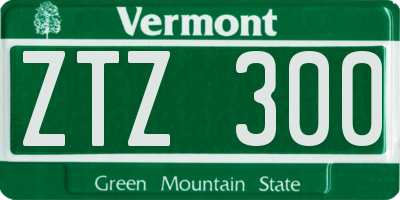 VT license plate ZTZ300
