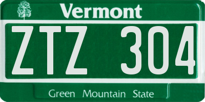VT license plate ZTZ304