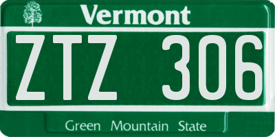 VT license plate ZTZ306
