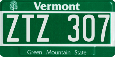 VT license plate ZTZ307