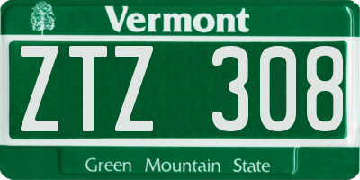 VT license plate ZTZ308