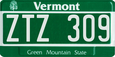 VT license plate ZTZ309