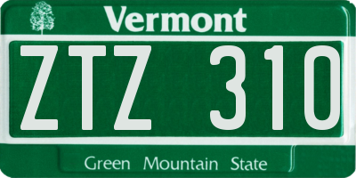 VT license plate ZTZ310