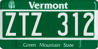 VT license plate ZTZ312