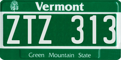 VT license plate ZTZ313