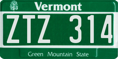 VT license plate ZTZ314