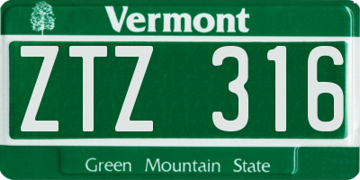 VT license plate ZTZ316
