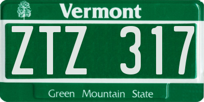 VT license plate ZTZ317