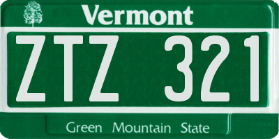 VT license plate ZTZ321