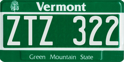 VT license plate ZTZ322