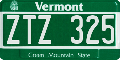 VT license plate ZTZ325