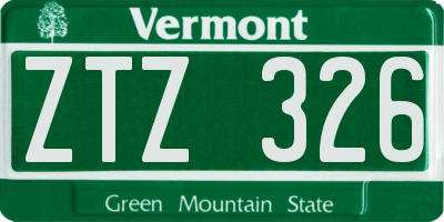 VT license plate ZTZ326