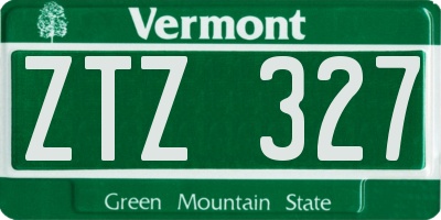VT license plate ZTZ327